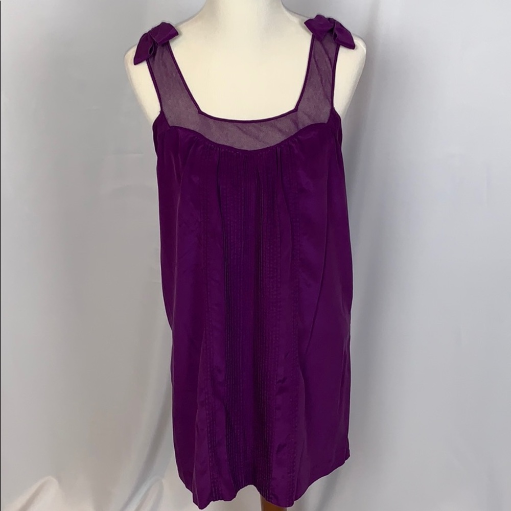 Rebecca Taylor purple bow strap silk dress 8 M